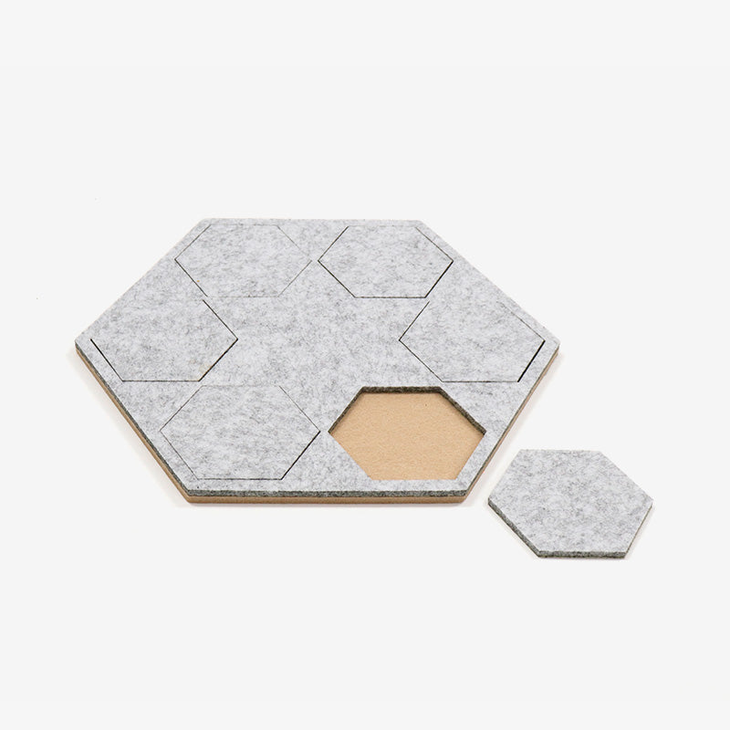 Eco-Felt Hexagon Coaster Set - Plain Coloured - Space 18 Australia