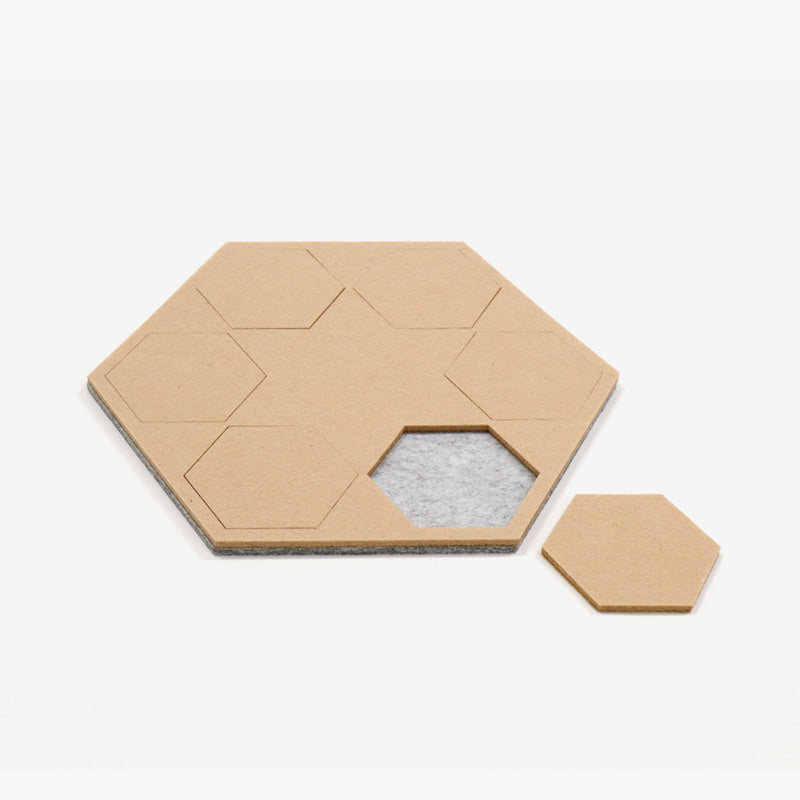 Eco-Felt Hexagon Coaster Set - Plain Coloured - Space 18 Australia
