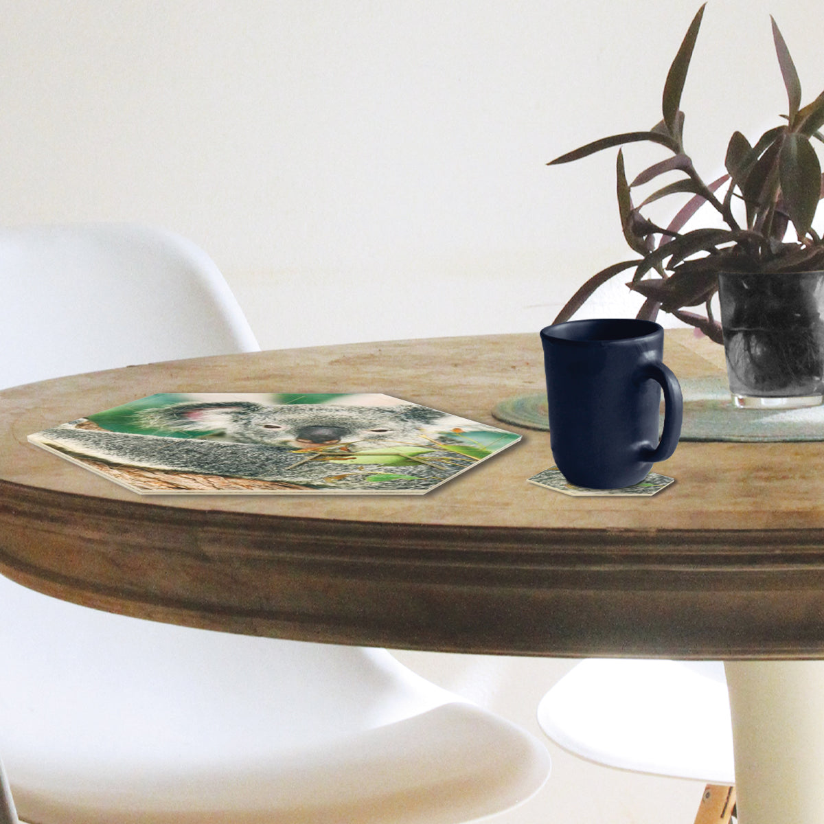 Eco-Felt Hexagon Coaster Set - Printed - Space 18 Australia