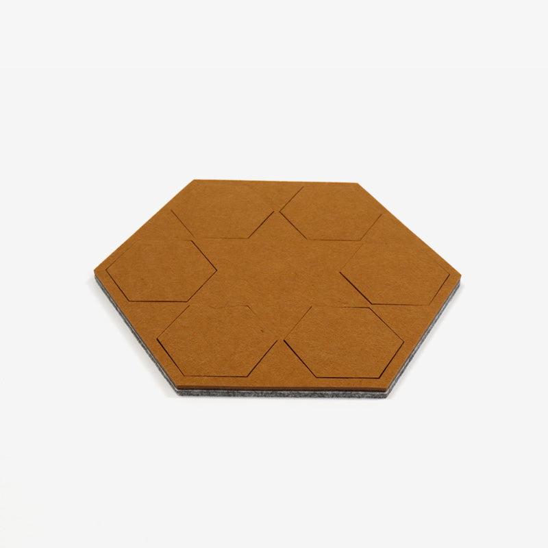 Eco-Felt Hexagon Coaster Set - Plain Coloured - Space 18 Australia