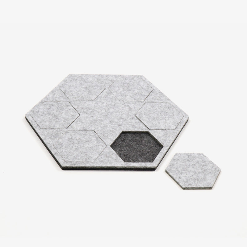 Eco-Felt Hexagon Coaster Set - Plain Coloured - Space 18 Australia