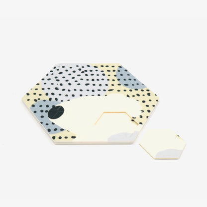 Eco-Felt Hexagon Coaster Set - Printed - Space 18 Australia