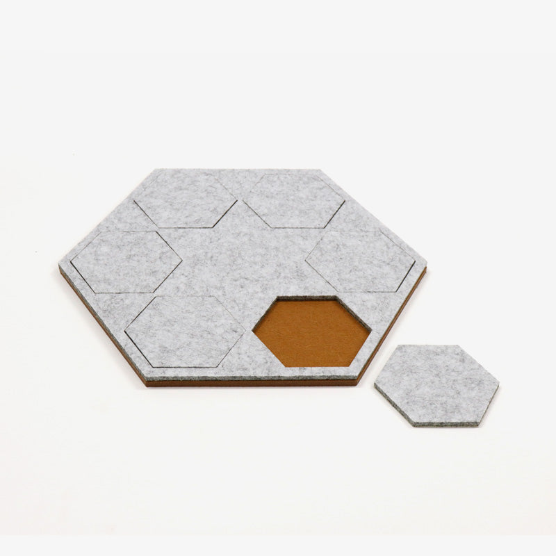 Eco-Felt Hexagon Coaster Set - Plain Coloured - Space 18 Australia