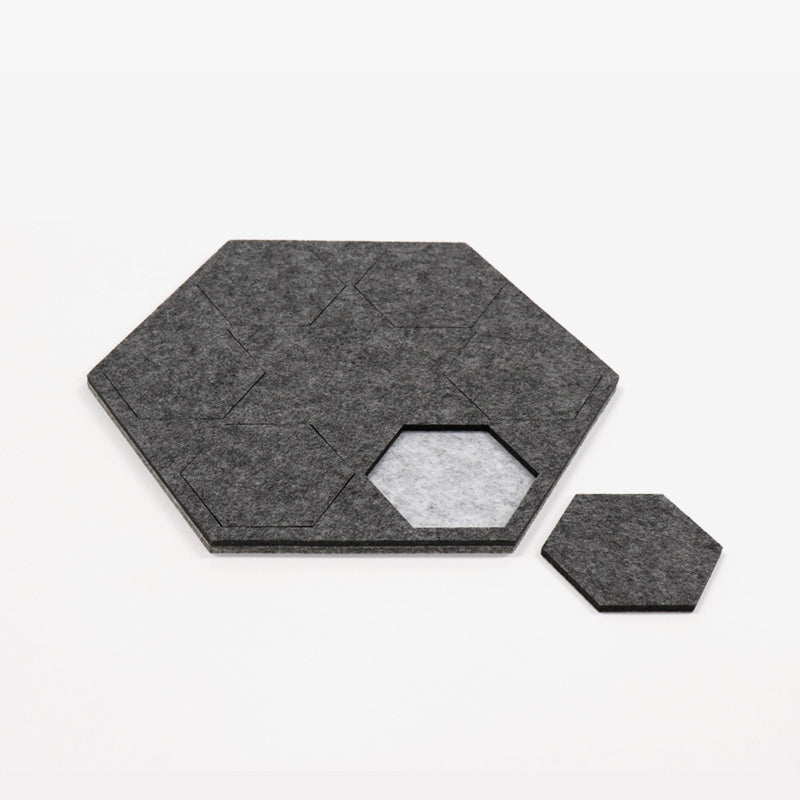 Eco-Felt Hexagon Coaster Set - Plain Coloured - Space 18 Australia